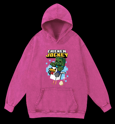 Minecraft Chicken Jockey Vintage Washed 100% Cotton Hoodie - TheDrunkShark