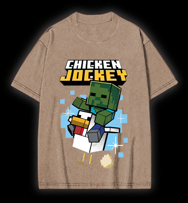 Minecraft Chicken Jockey Vintage Washed 100% Cotton T-Shirt - TheDrunkShark