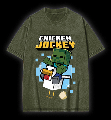 Minecraft Chicken Jockey Vintage Washed 100% Cotton T-Shirt - TheDrunkShark