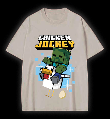 Minecraft Chicken Jockey Vintage Washed 100% Cotton T-Shirt - TheDrunkShark