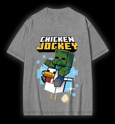 Minecraft Chicken Jockey Vintage Washed 100% Cotton T-Shirt - TheDrunkShark