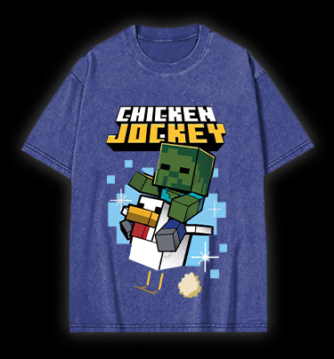 Minecraft Chicken Jockey Vintage Washed 100% Cotton T-Shirt - TheDrunkShark