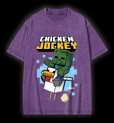 Minecraft Chicken Jockey Vintage Washed 100% Cotton T-Shirt - TheDrunkShark