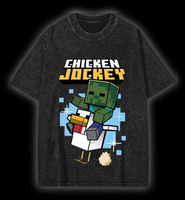 Minecraft Chicken Jockey Vintage Washed 100% Cotton T-Shirt - TheDrunkShark