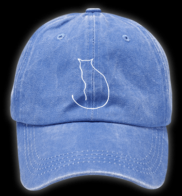 Minimalist Cat Line Art Vintage Washed 100% Cotton Baseball Hat - TheDrunkShark