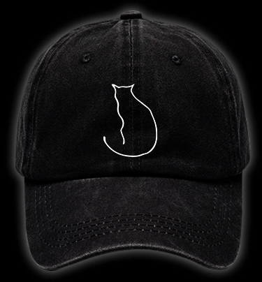 Minimalist Cat Line Art Vintage Washed 100% Cotton Baseball Hat - TheDrunkShark