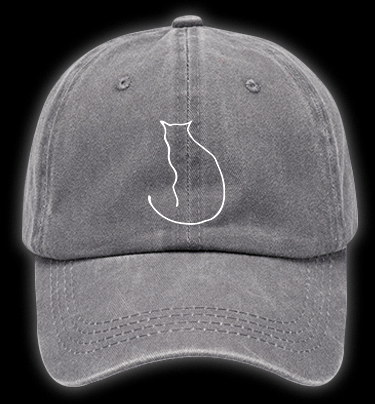 Minimalist Cat Line Art Vintage Washed 100% Cotton Baseball Hat - TheDrunkShark