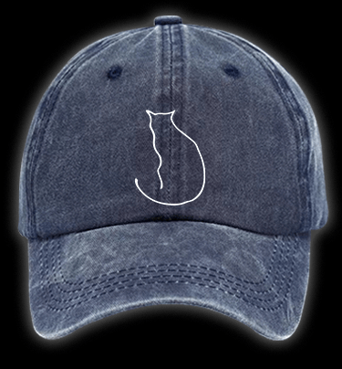 Minimalist Cat Line Art Vintage Washed 100% Cotton Baseball Hat - TheDrunkShark