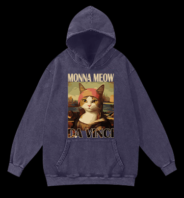 Monna Meow Art Vintage Washed 100% Cotton Hoodie - TheDrunkShark