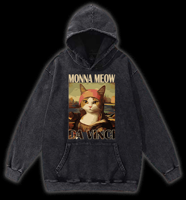 Monna Meow Art Vintage Washed 100% Cotton Hoodie - TheDrunkShark