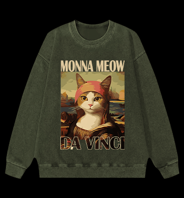 Monna Meow Art Vintage Washed 100% Cotton Sweatshirt - TheDrunkShark