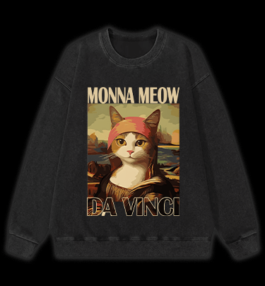 Monna Meow Art Vintage Washed 100% Cotton Sweatshirt - TheDrunkShark