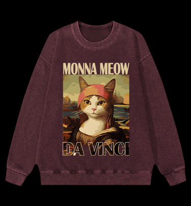 Monna Meow Art Vintage Washed 100% Cotton Sweatshirt - TheDrunkShark