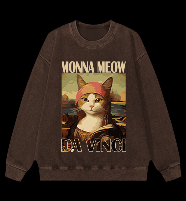 Monna Meow Art Vintage Washed 100% Cotton Sweatshirt - TheDrunkShark