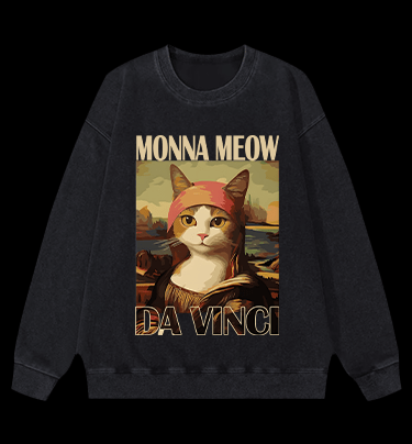 Monna Meow Art Vintage Washed 100% Cotton Sweatshirt - TheDrunkShark