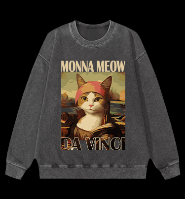 Monna Meow Art Vintage Washed 100% Cotton Sweatshirt - TheDrunkShark