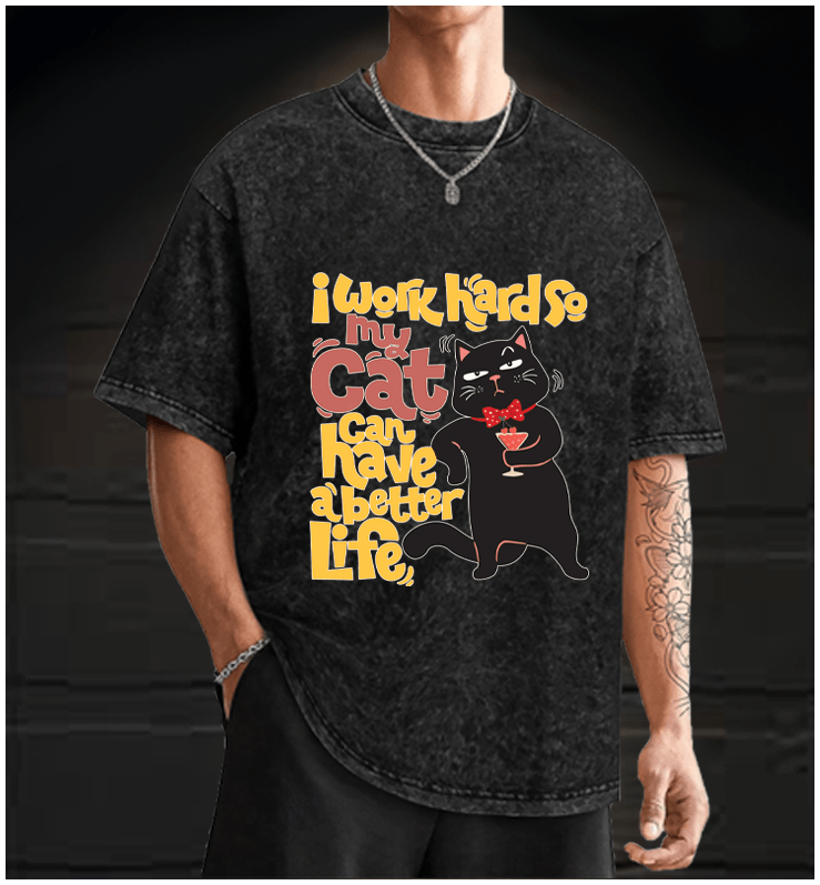 Monologue of a Happy Cat Vintage Washed 100% Cotton T-Shirt - TheDrunkShark