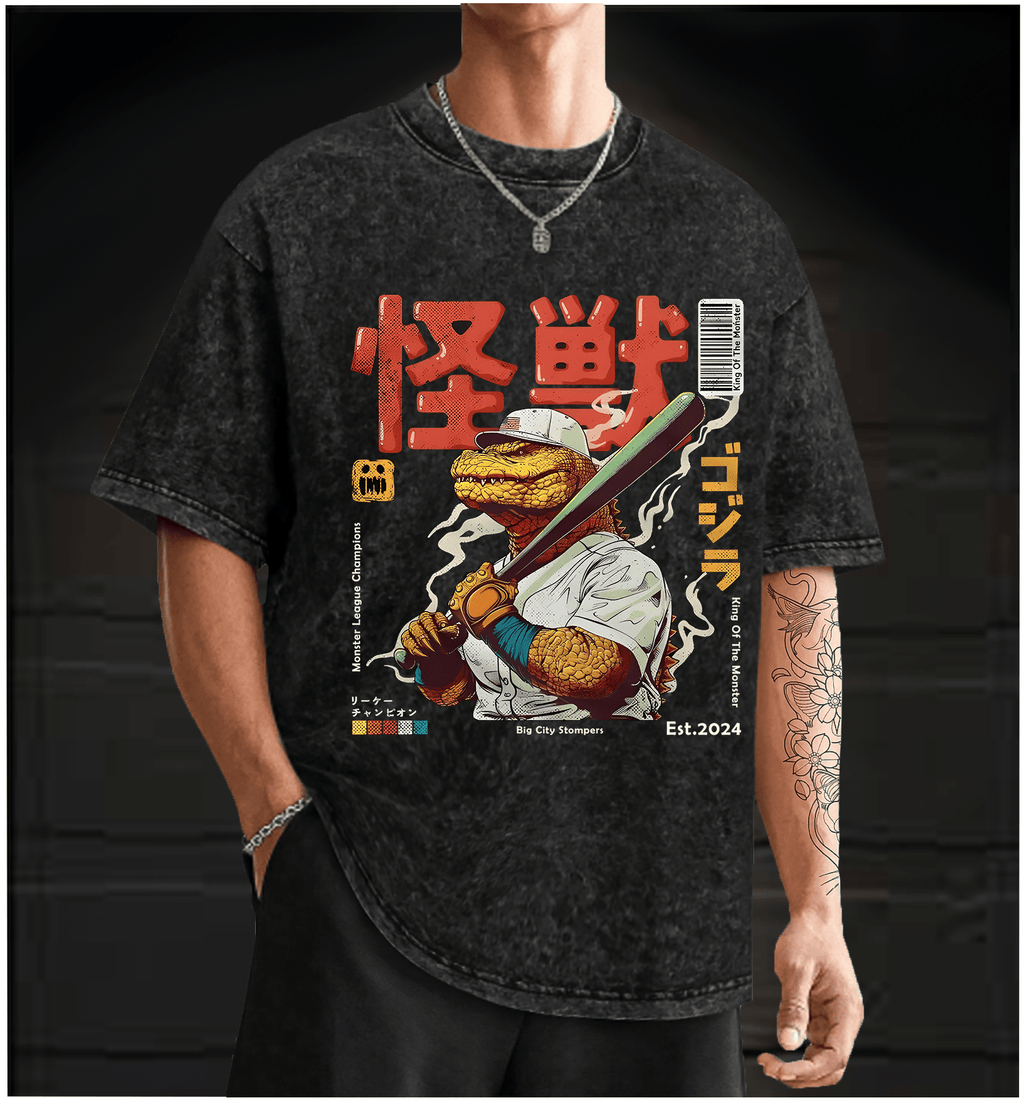 Monster Bat Swinger Vintage Washed 100% Cotton T-Shirt - TheDrunkShark