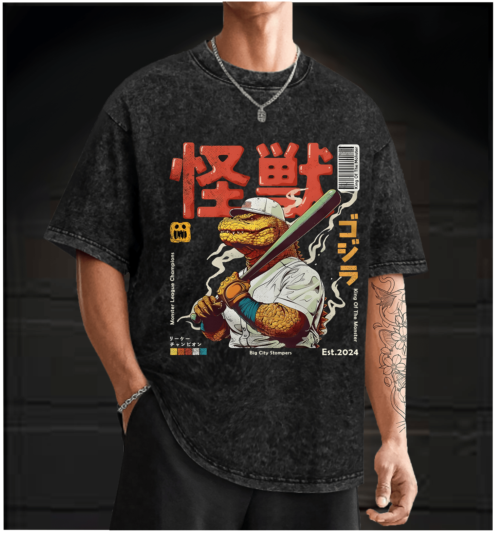 Monster Bat Swinger Vintage Washed 100% Cotton T-Shirt - TheDrunkShark