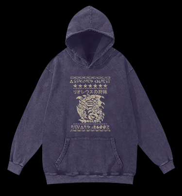 Monster Hunter Vintage Washed 100% Cotton Hoodie - TheDrunkShark
