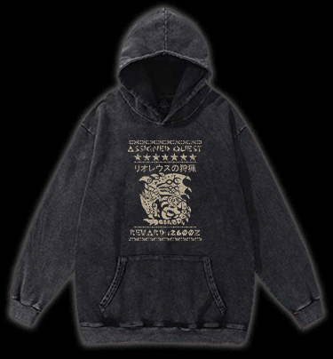 Monster Hunter Vintage Washed 100% Cotton Hoodie - TheDrunkShark