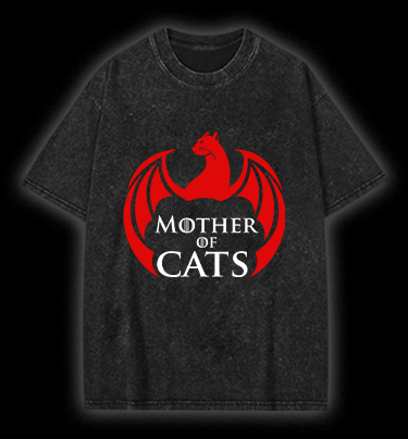 Mother Of Cats Vintage Washed 100% Cotton T-Shirt - TheDrunkShark