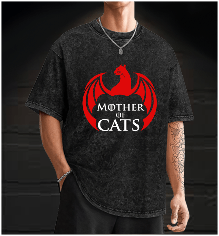 Mother Of Cats Vintage Washed 100% Cotton T-Shirt - TheDrunkShark