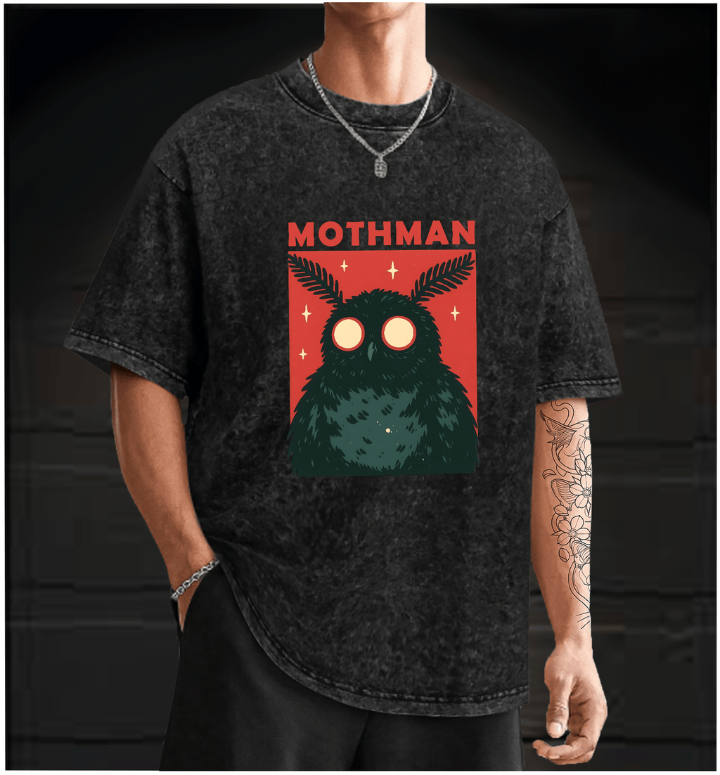 Mothman's Starry Eyes Vintage Washed 100% Cotton T-Shirt - TheDrunkShark