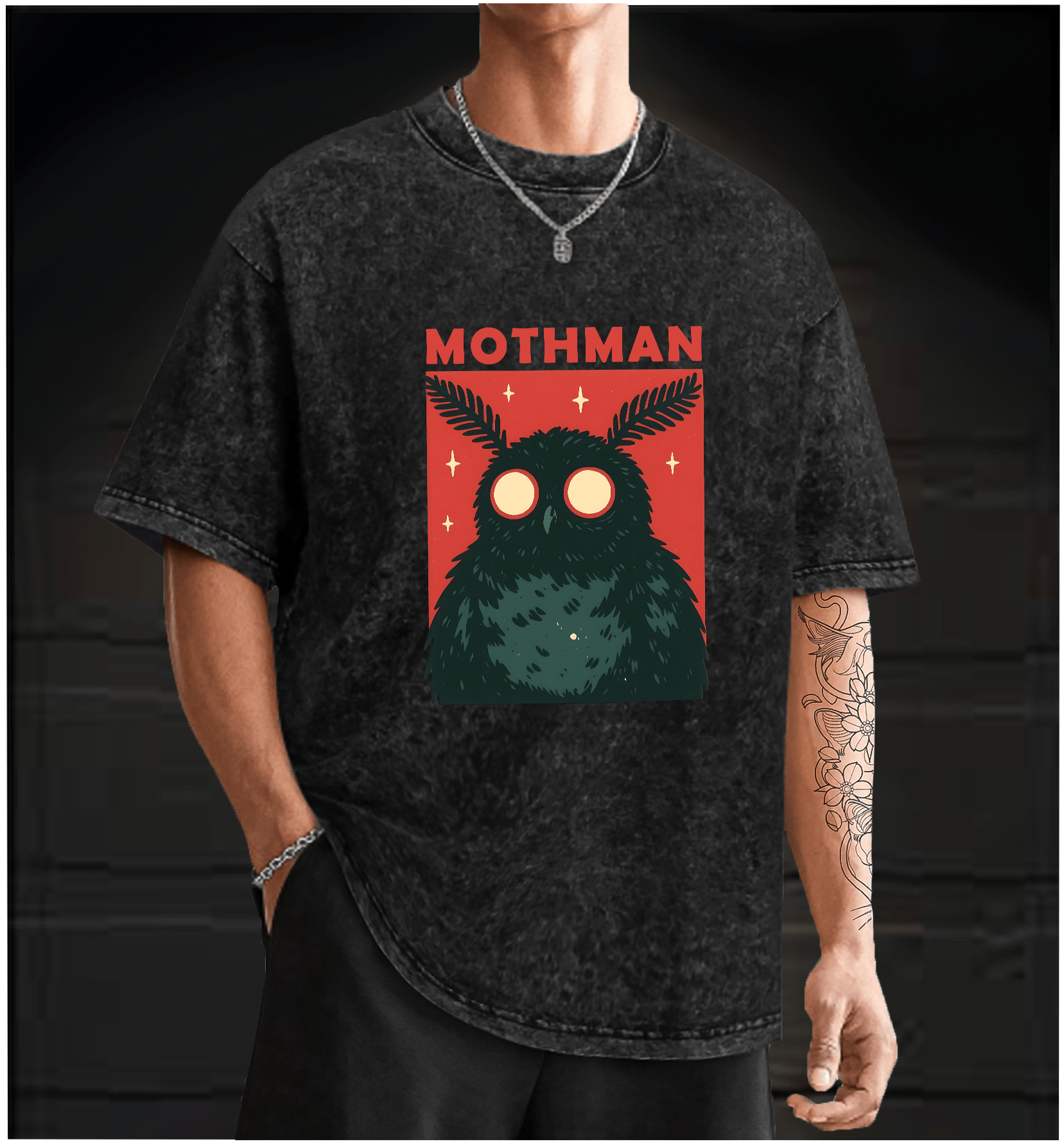Mothman's Starry Eyes Vintage Washed 100% Cotton T-Shirt - TheDrunkShark