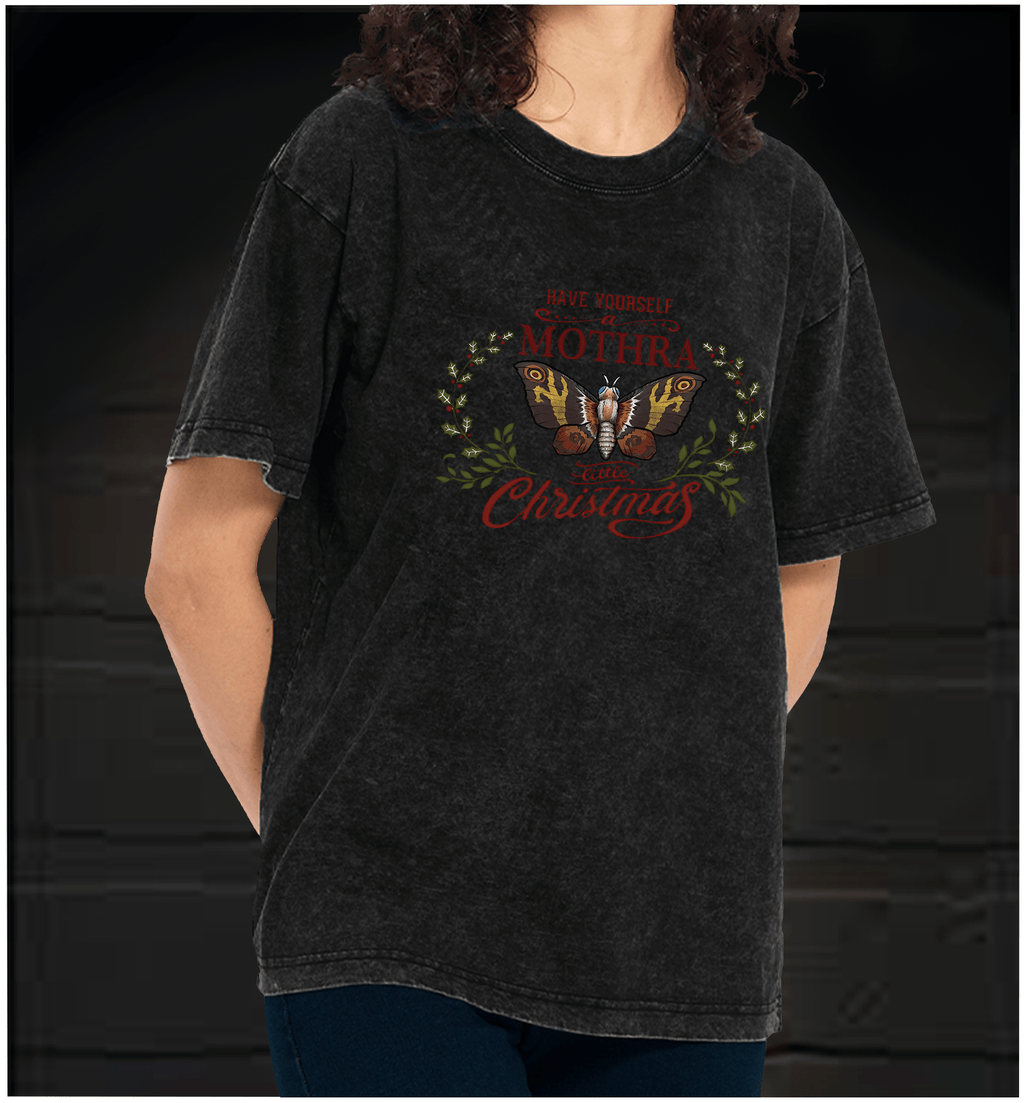 Mothra??£¤s Christmas Vintage Washed 100% Cotton T-Shirt - TheDrunkShark