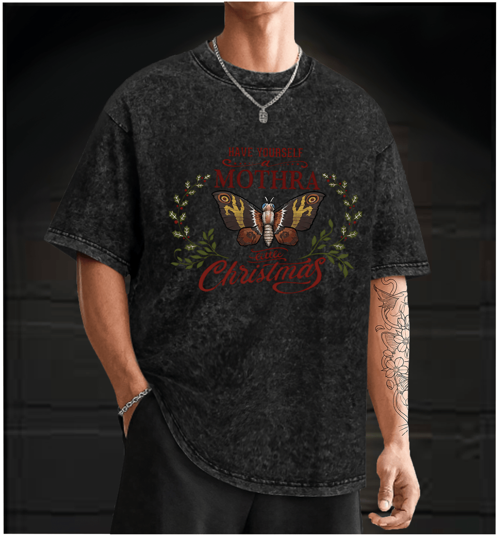 Mothra??£¤s Christmas Vintage Washed 100% Cotton T-Shirt - TheDrunkShark