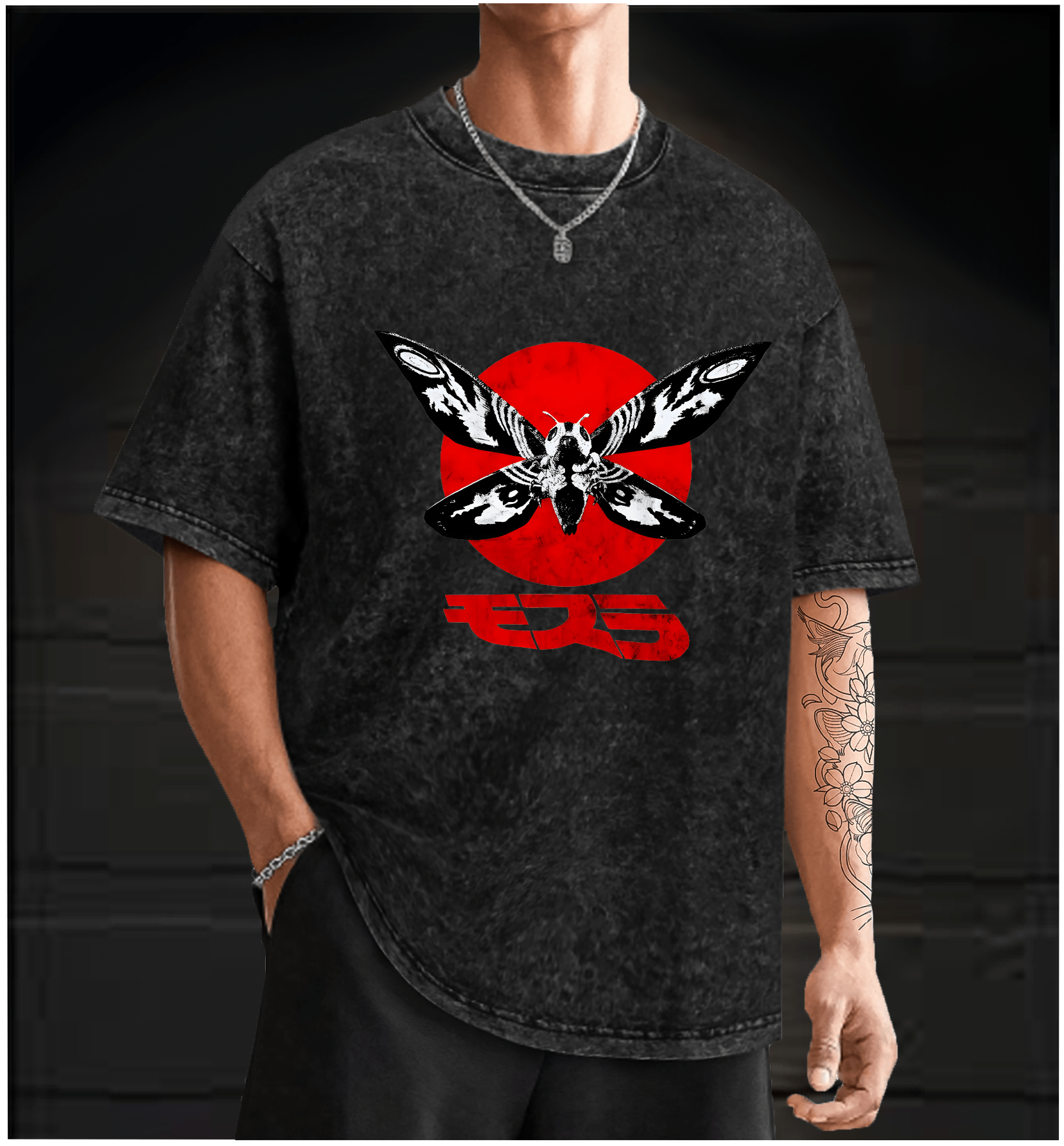 Mothra??£¤s Red Sun Vintage Washed 100% Cotton T-Shirt - TheDrunkShark