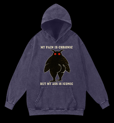 Moth's Chronic Pain & Iconic Ass Vintage Washed 100% Cotton Hoodie - TheDrunkShark