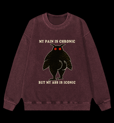 Moth's Chronic Pain & Iconic Ass Vintage Washed 100% Cotton Sweatshirt - TheDrunkShark