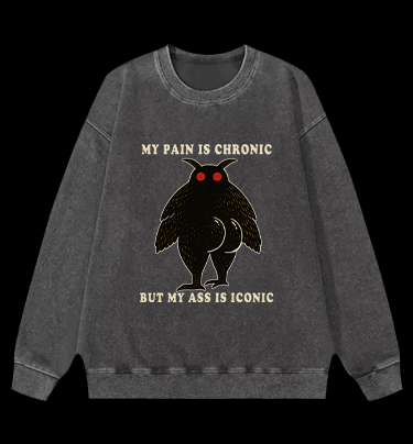 Moth's Chronic Pain & Iconic Ass Vintage Washed 100% Cotton Sweatshirt - TheDrunkShark