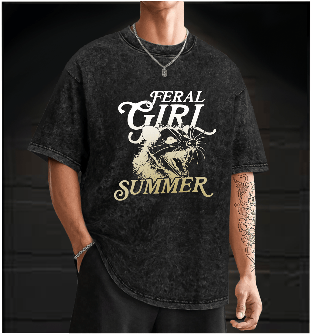 Mouse??£¤s Summer Roar Vintage Washed 100% Cotton T-Shirt - TheDrunkShark