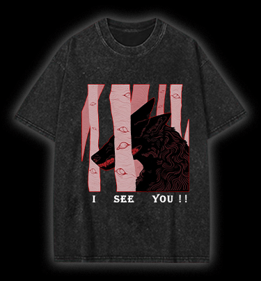  Mystery Dog in the Eye - Tree Forest Vintage Washed 100% Cotton T-Shirt - TheDrunkShark