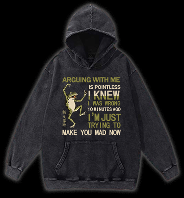 Naughty Frog Vintage Washed 100% Cotton Hoodie - TheDrunkShark