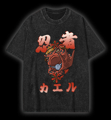 Ninja Frog Vintage Washed 100% Cotton T-Shirt - TheDrunkShark