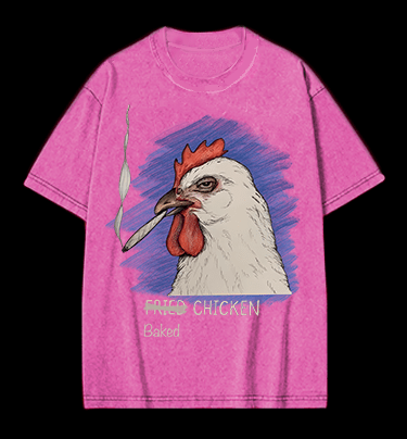 NO Fried,It??s Baked CHICKEN Vintage Washed 100% Cotton T-Shirt - TheDrunkShark