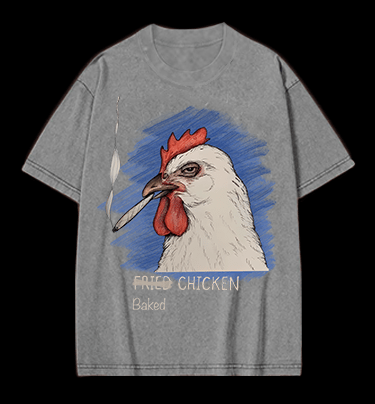 NO Fried,It??s Baked CHICKEN Vintage Washed 100% Cotton T-Shirt - TheDrunkShark