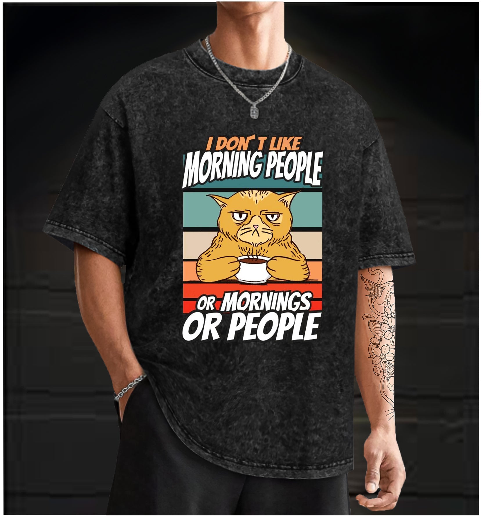  Nope Cat Vintage Washed 100% Cotton T-Shirt - TheDrunkShark