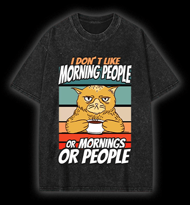  Nope Cat Vintage Washed 100% Cotton T-Shirt - TheDrunkShark