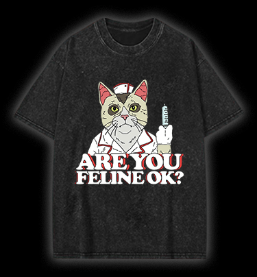  Nurse Cat's Check - up Vintage Washed 100% Cotton T-Shirt - TheDrunkShark