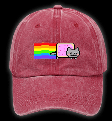 Nyan Cat Vintage Washed 100% Cotton Baseball Hat - TheDrunkShark