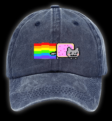 Nyan Cat Vintage Washed 100% Cotton Baseball Hat - TheDrunkShark