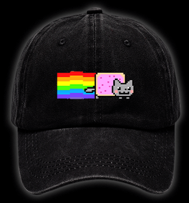 Nyan Cat Vintage Washed 100% Cotton Baseball Hat - TheDrunkShark