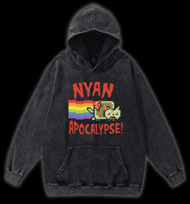 Nyan Cat Vintage Washed 100% Cotton Hoodie - TheDrunkShark