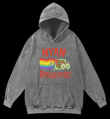 Nyan Cat Vintage Washed 100% Cotton Hoodie - TheDrunkShark