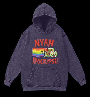 Nyan Cat Vintage Washed 100% Cotton Hoodie - TheDrunkShark